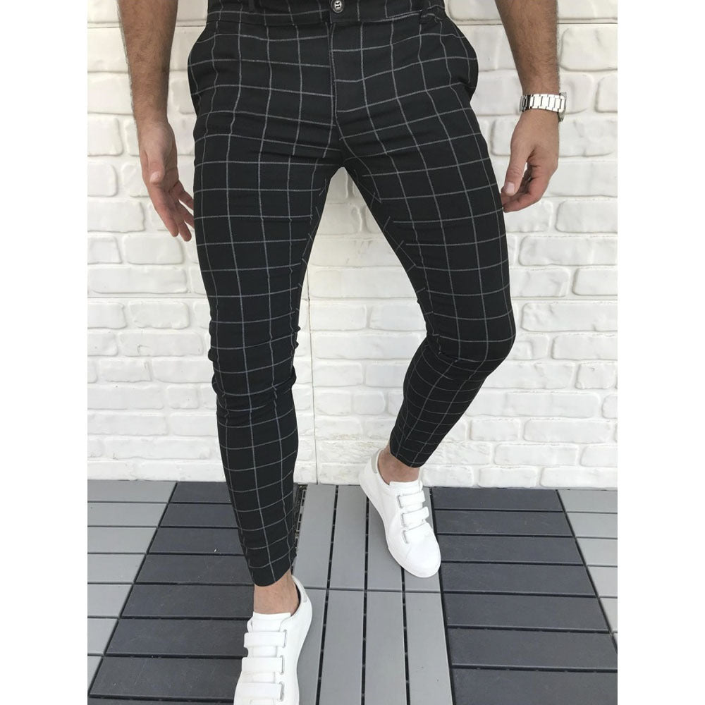 Men's Checkered Suit Pants In Slim Fit Style Lune London