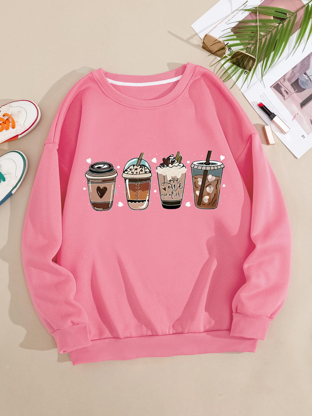 Women's Cozy Sweatshirt with Coffee Motif Chic & Stil