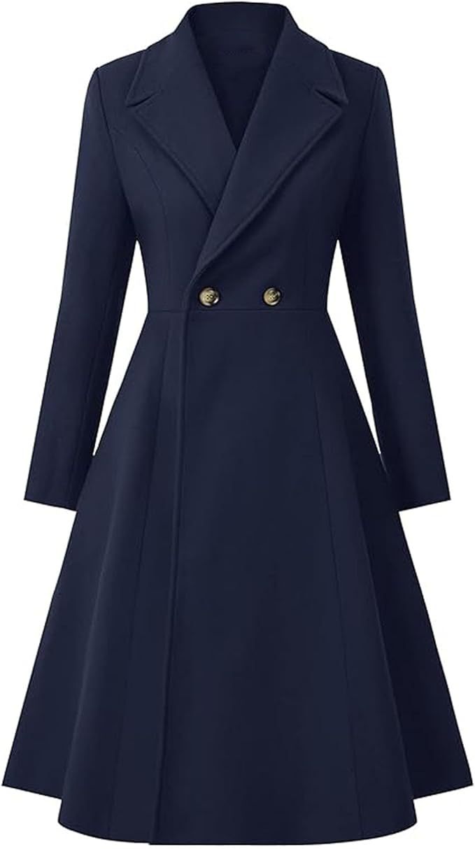 Ladies Elegant Oversized Coat with Double Row of Buttons Lune London
