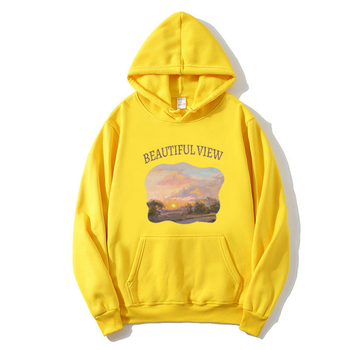 Women’s hooded sweatshirt with artistic landscape design Chic & Stil