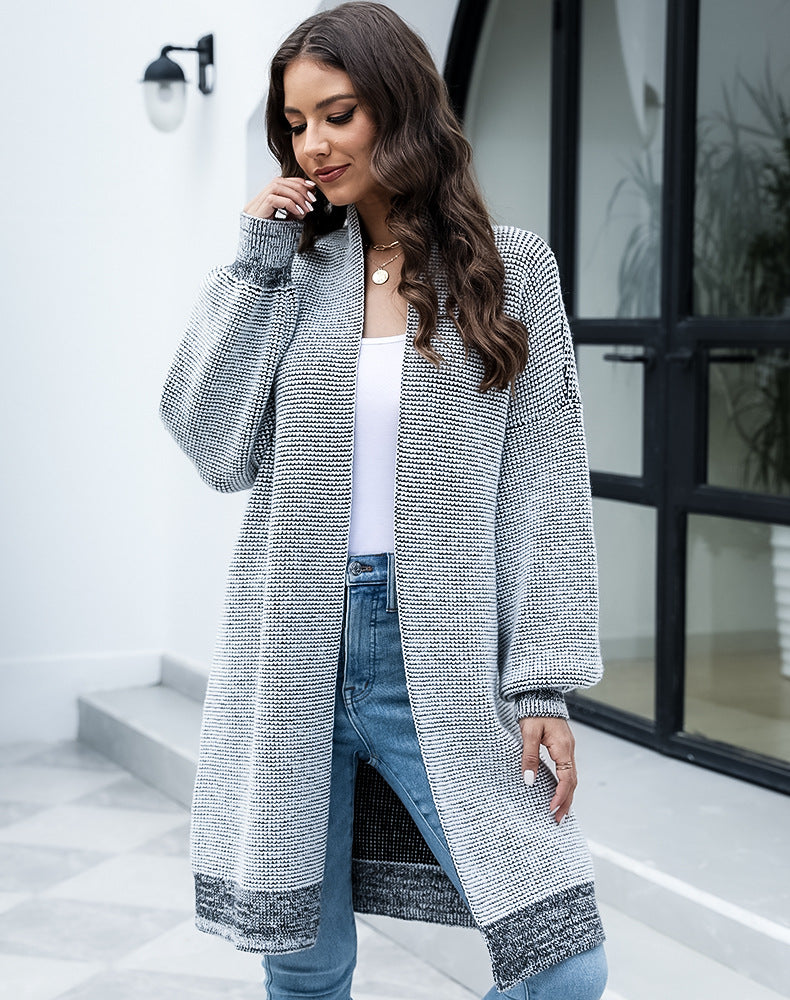 Ladies Long Knit Cardigan with trendy design and wide sleeves Lune London