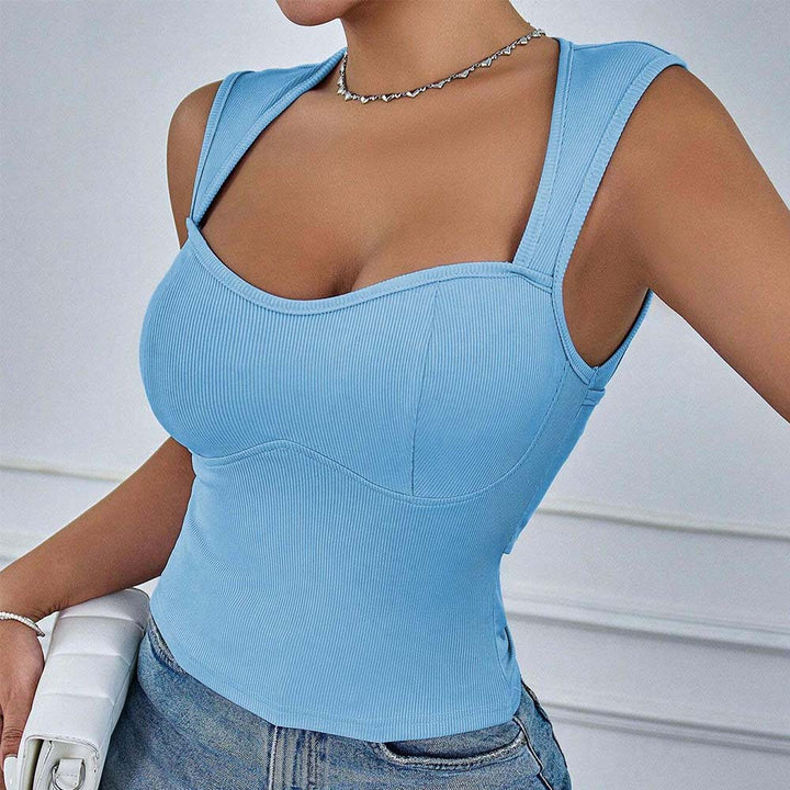 Trendy ribbed design short top for women with narrow straps Chic & Stil