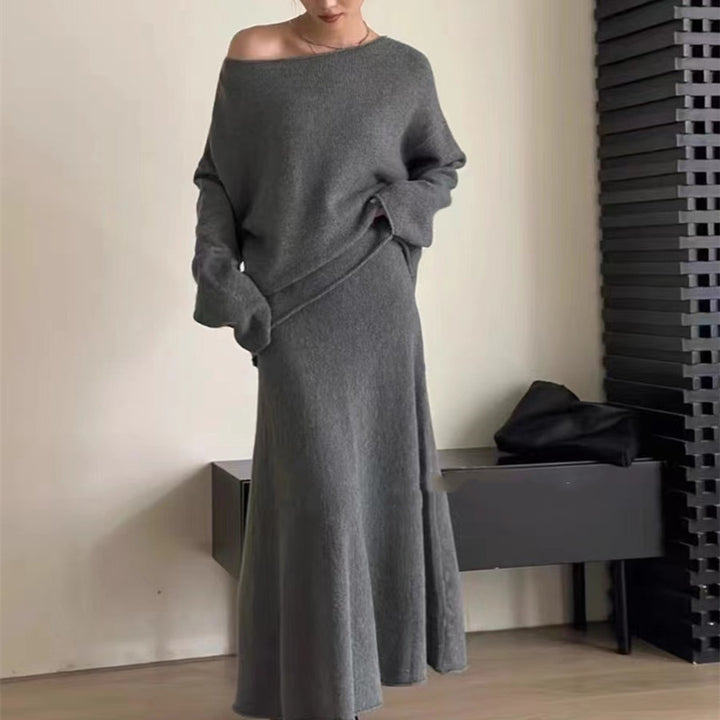 Robe tricotée pour femmes au design décontracté à épaules dénudées avec une coupe ample