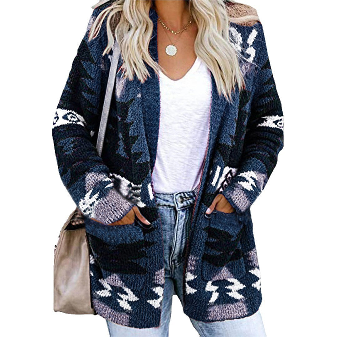 Women's knit jacket with asymmetrical pattern Lune London