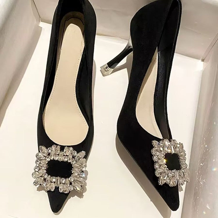 Elegant women's heels with sparkling rhinestone inlays and modern design Lune London