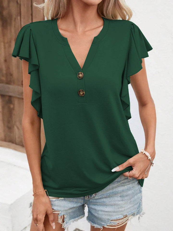 Blouse for women with ruffle details and button closure Lune London