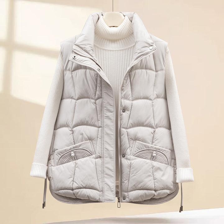 Ladies quilted vest with practical pockets and high collar Lune London