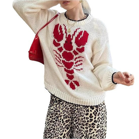 Women's sweater with unique lobster pattern and lightweight knit Lune London
