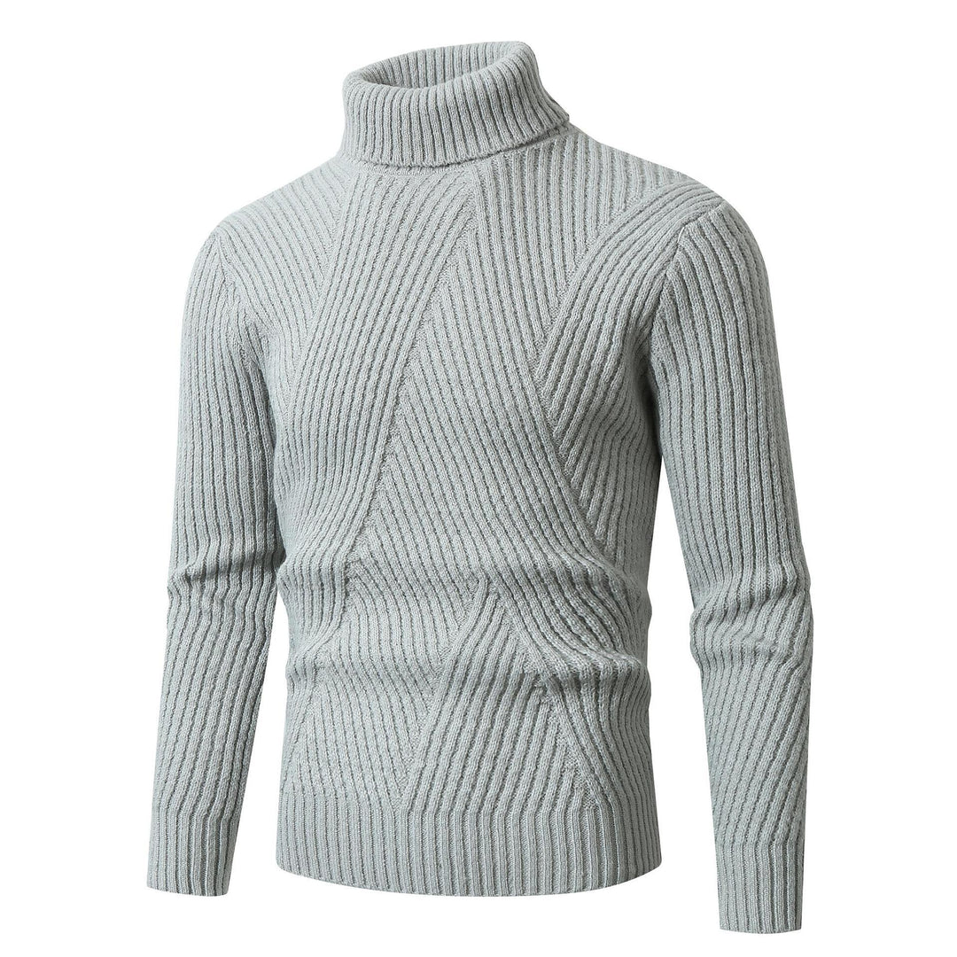 Thick knit sweater for men with high collar and decorative textured pattern Lune London