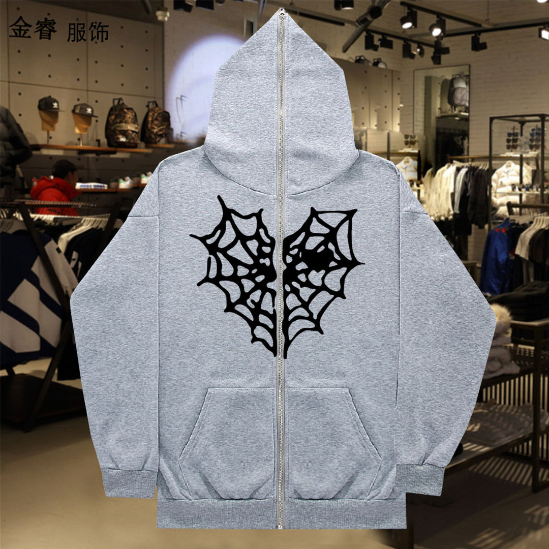 Lady Hoodie with a striking spider web design Lune London