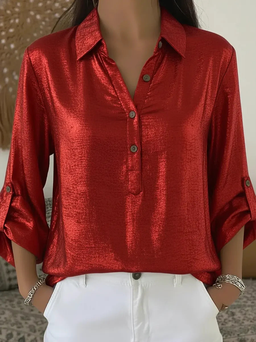 Femme élégante et étincelante chemise à manches courtes Chic & Stil