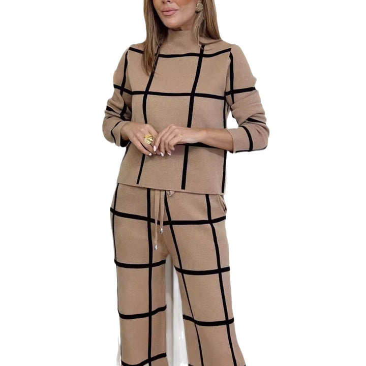 Women Long Sleeve Tartan Pattern Set Lune London