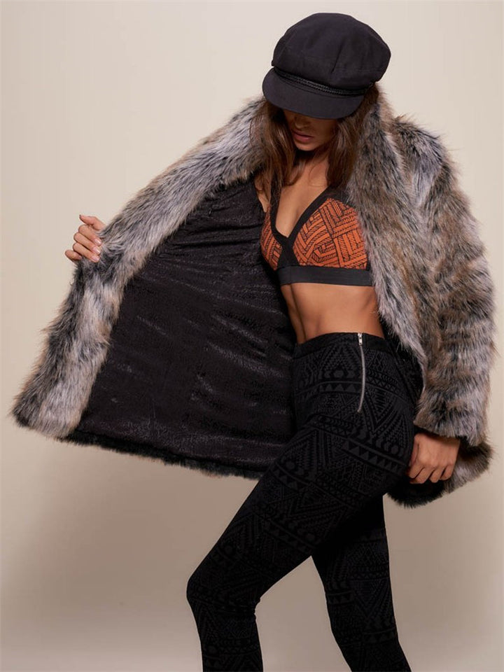 Ladies Faux Fur Thief with Trendy Lining and High Collar Lune London