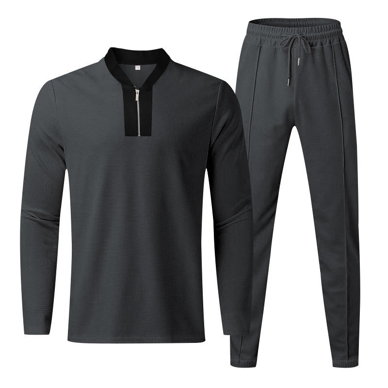 Men's sporty leisure set with modern high collar and zipper Lune London