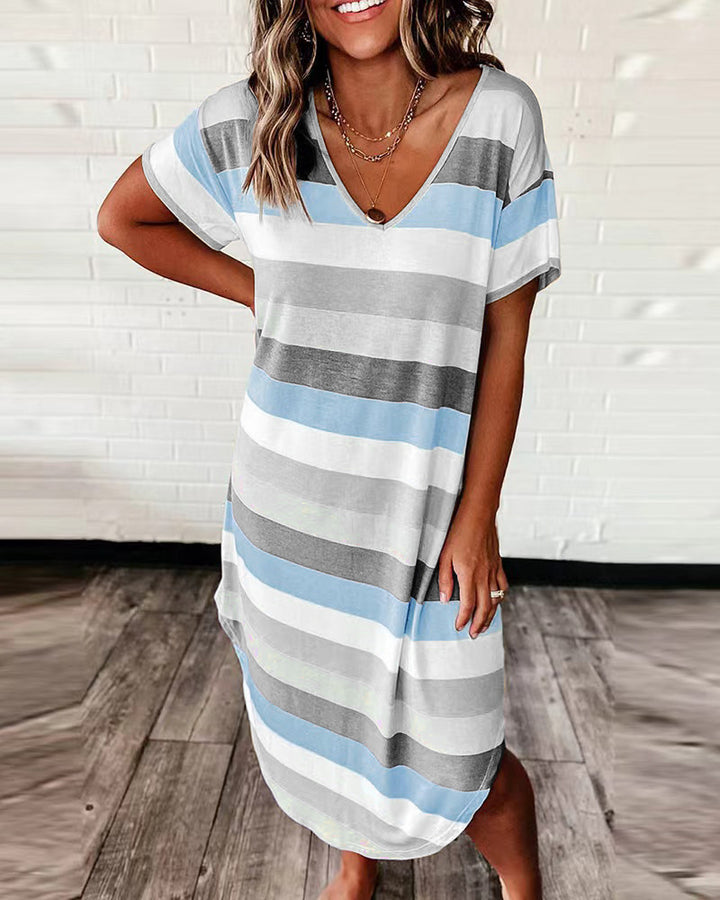 Ladies Leisure Maxi Striped Dress Lune London