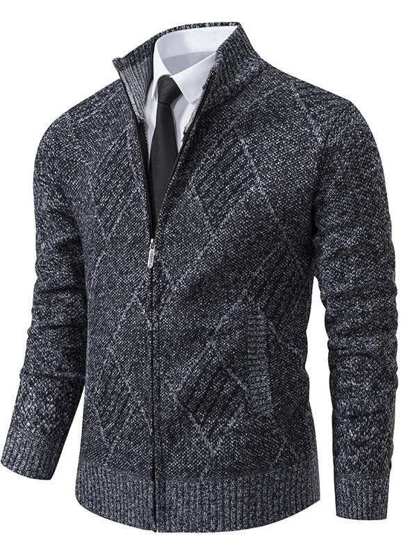Men's knit jacket with a modern braid design and practical zipper Lune London