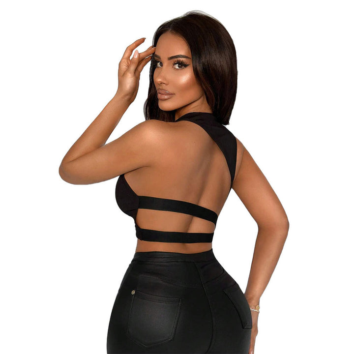 Short top for women with an elegant rib design and thin straps Chic & Stil