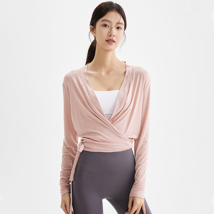 Lune London fitted long-sleeve wrap top for women