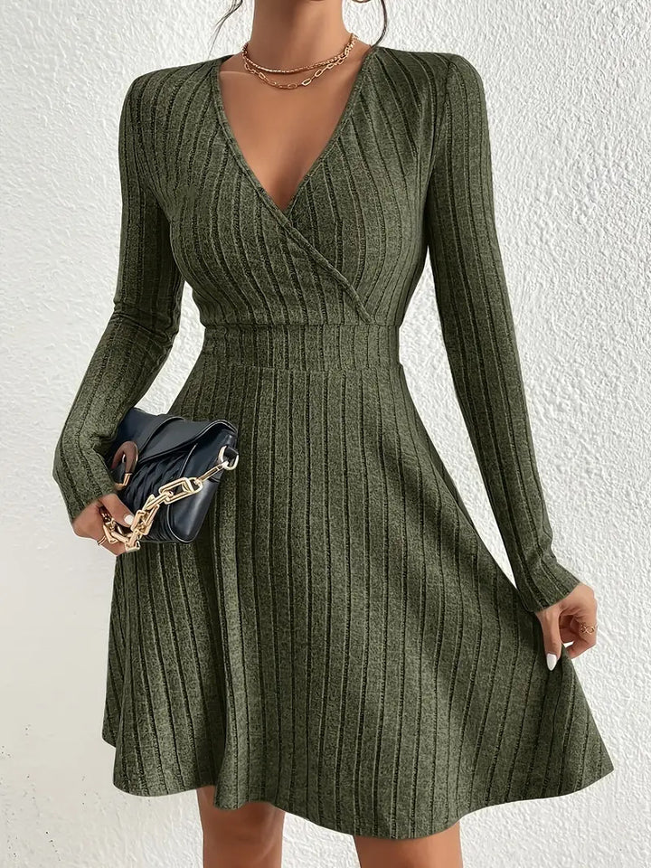 Lune London Long Sleeve Ribbed Wrap Dress for Women