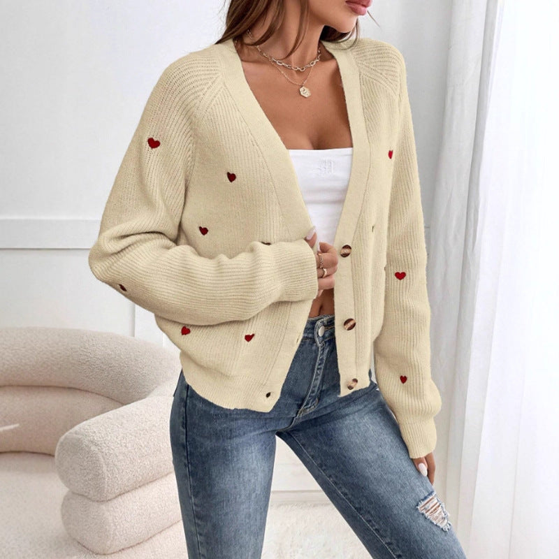 Ladies' knit jacket with playful heart design Lune London