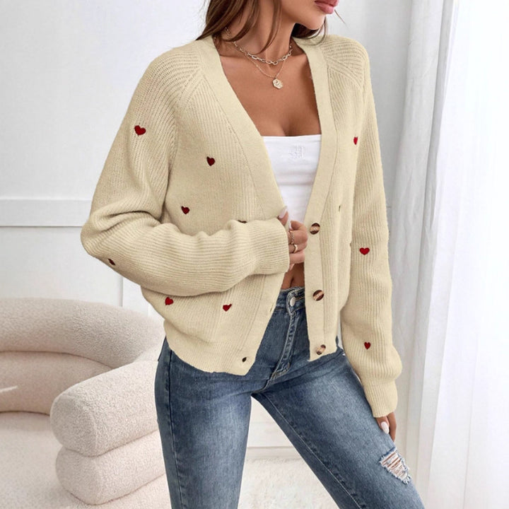 Ladies' knit jacket with playful heart design Lune London