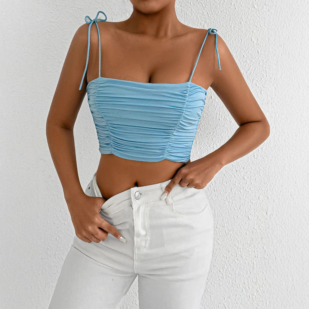 Women's crop top with gathers and adjustable straps Lune London