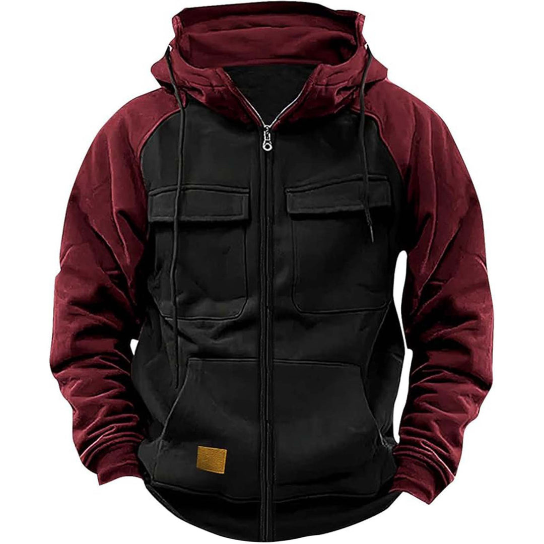 Hooded jacket for men with practical front utility pockets and a high collar Lune London