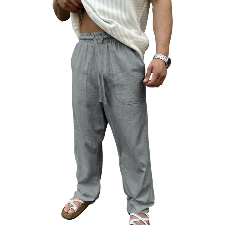 Men's casual linen pants with elastic waistband and practical side pockets Lune London