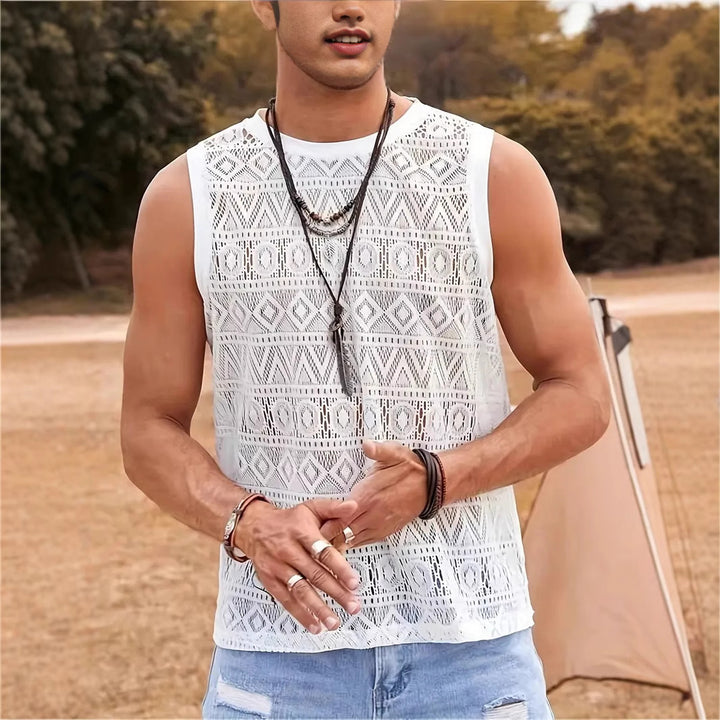 Men's sleeveless T-shirt with textured design Lune London