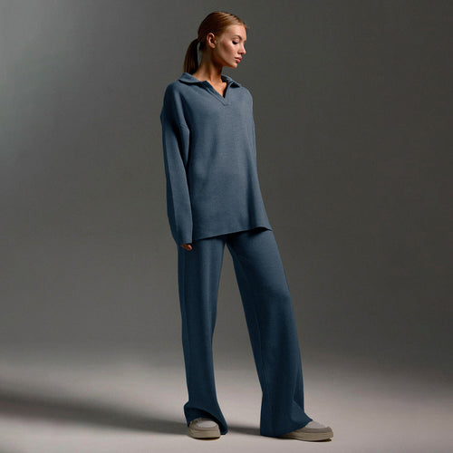 Lune London | Lounge Set with Wide Pants and Polo Shirt
