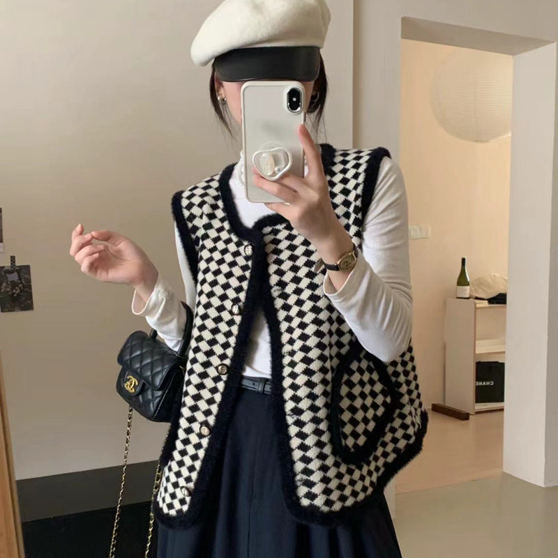 Gilet tricoté à la mode pour femmes avec motif graphique Chic & Stil