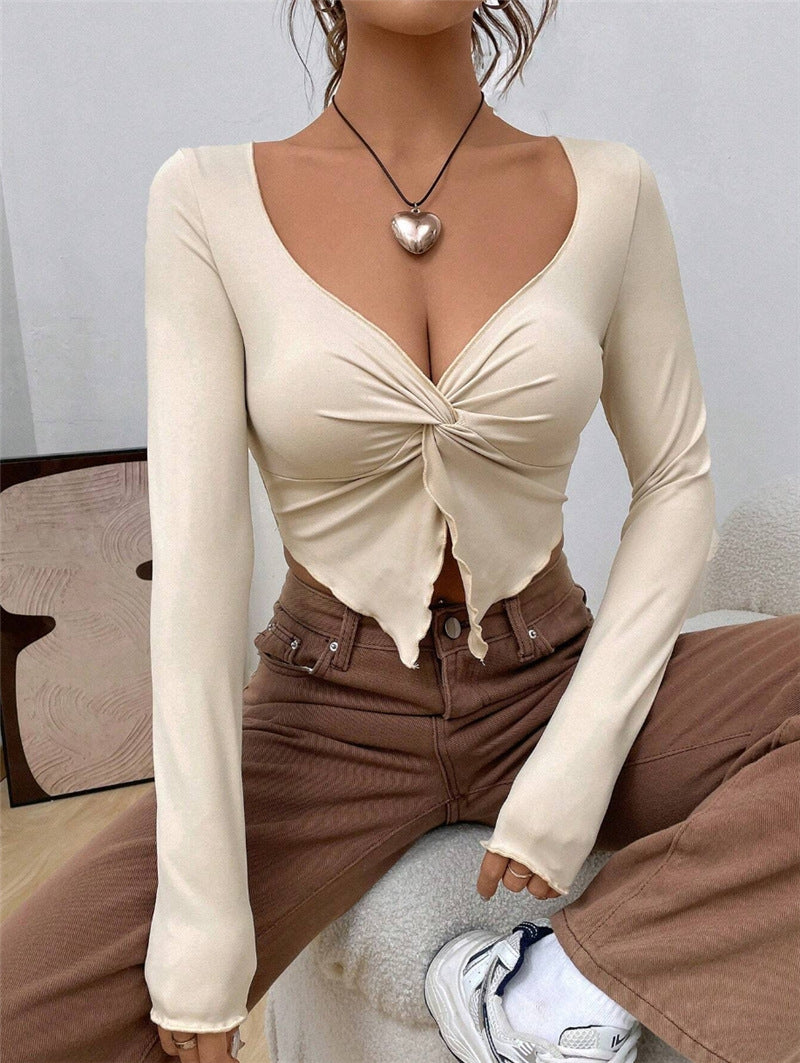 Fitted long sleeve shirt for women with a trendy knot detail Lune London