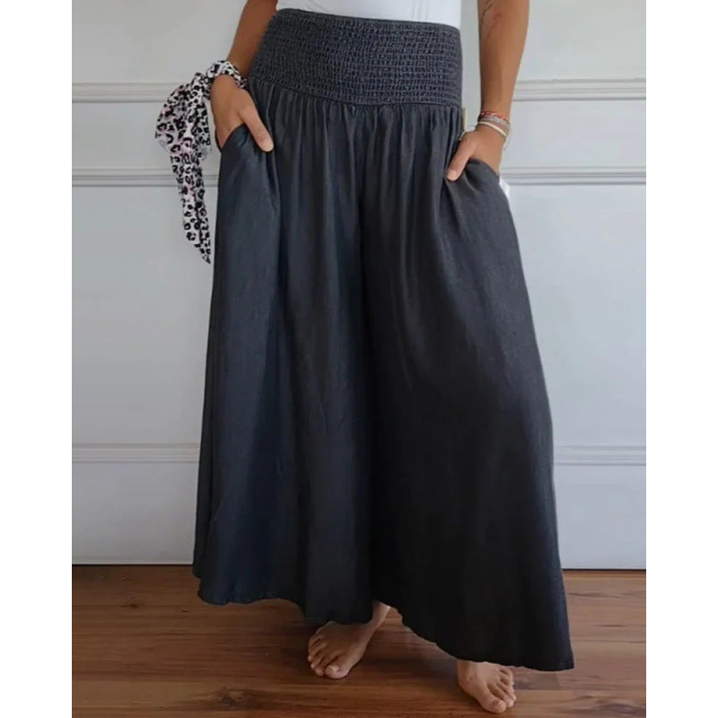 Wide airy pants for women with elastic waist and pockets Lune London