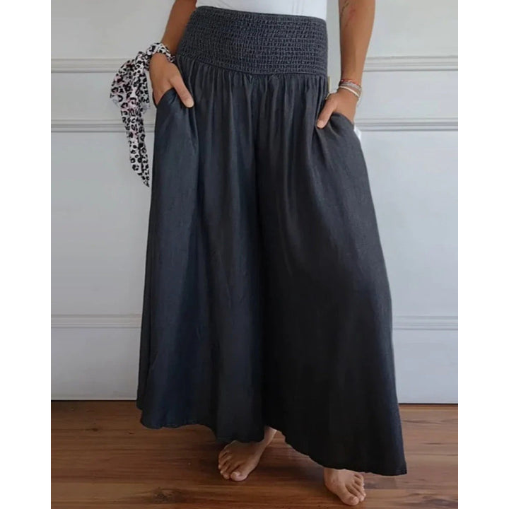 Wide airy pants for women with elastic waist and pockets Lune London