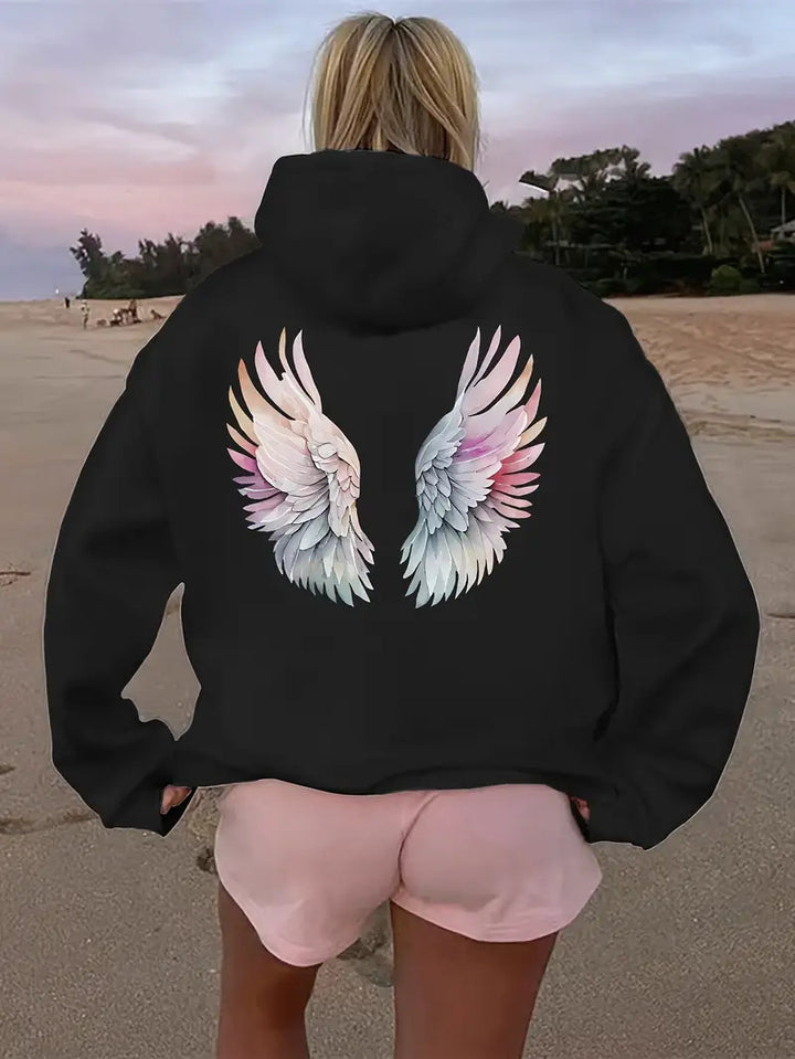 Women's hoodie sweatshirt with imaginative wing motif Chic & Stil