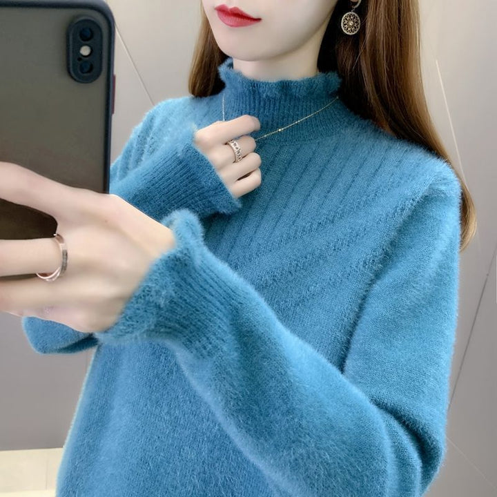 Pull turtleneck confortable pour femme avec design texturé Chic & Stil