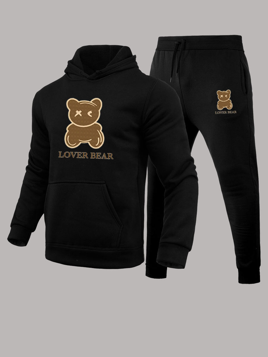 Men's hoodie and jogger set with light bear pattern Lune London