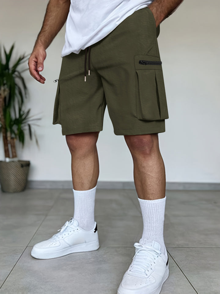 Shorts cargo utilitaires pour hommes avec poches à fermeture éclair Lune London