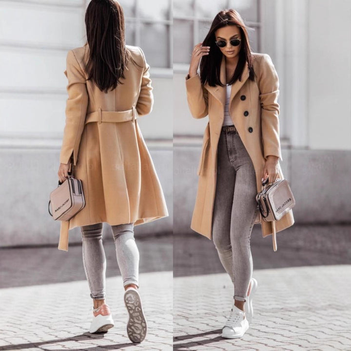 Women Elegant Transitional Blazer with Double Row of Buttons and Practical Pockets Lune London
