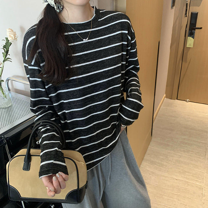 Women's Casual Long Sleeve Shirt with Striped Design Chic & Stil