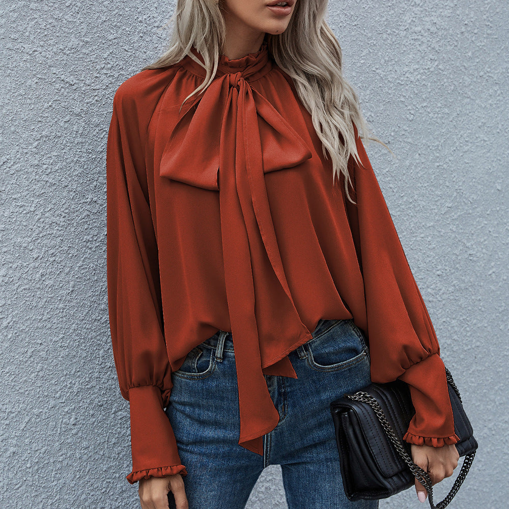 Women's blouse with bow collar and voluminous sleeves Lune London