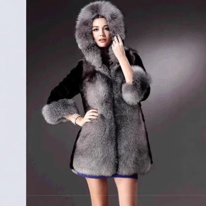 Ladies faux fur parka elegant and warm with hood Lune London
