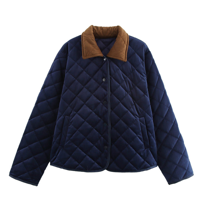 Quilted transition jacket for women with a classic stand-up collar and practical pockets Lune London