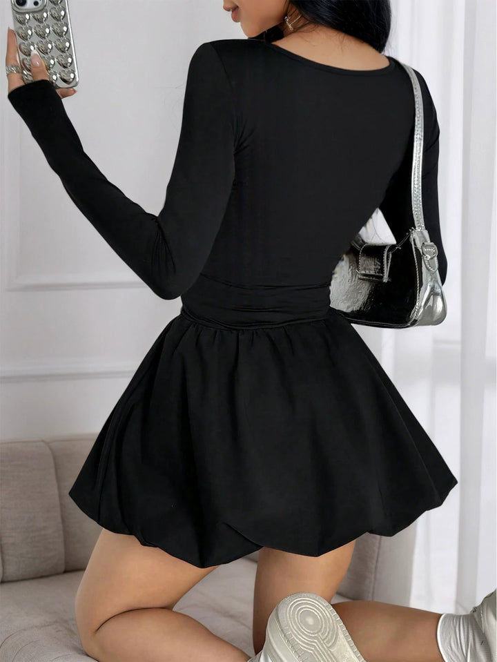 Lune London Women's Long Sleeve Mini Dress with Square Neck