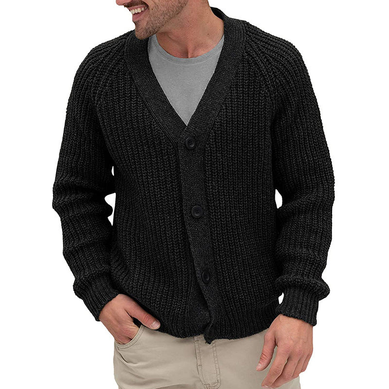 Men's knitted jacket with a coarse knit structure and elegant button details Lune London