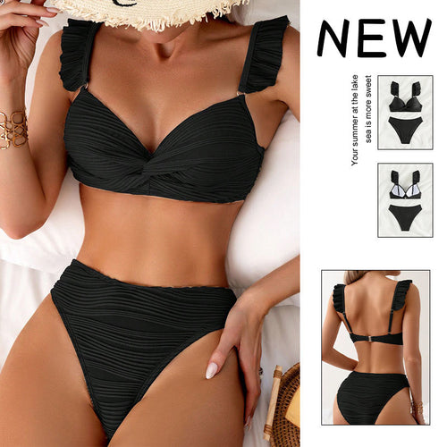 Women high waisted ruched bottom bikini set Lune London