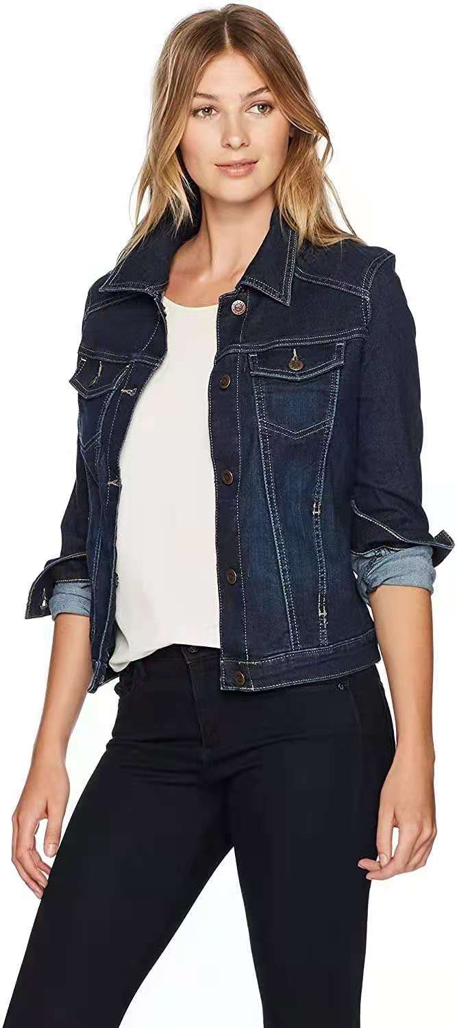 Veste en denim classique pour femmes avec coutures décoratives Chic & Stil