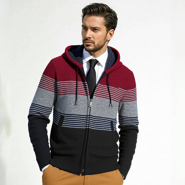 Design coat for men with hood and structured knitted pattern Lune London