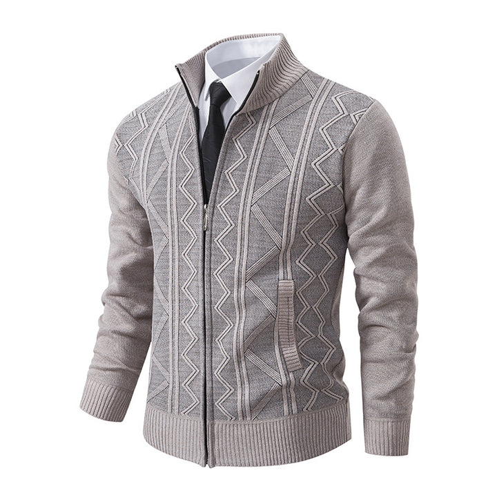 Elegant knitted jacket for men with high collar and zipper Lune London