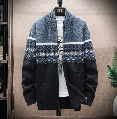 Men's Cardigan with Nordic Pattern and Trendy Zipper Lune London